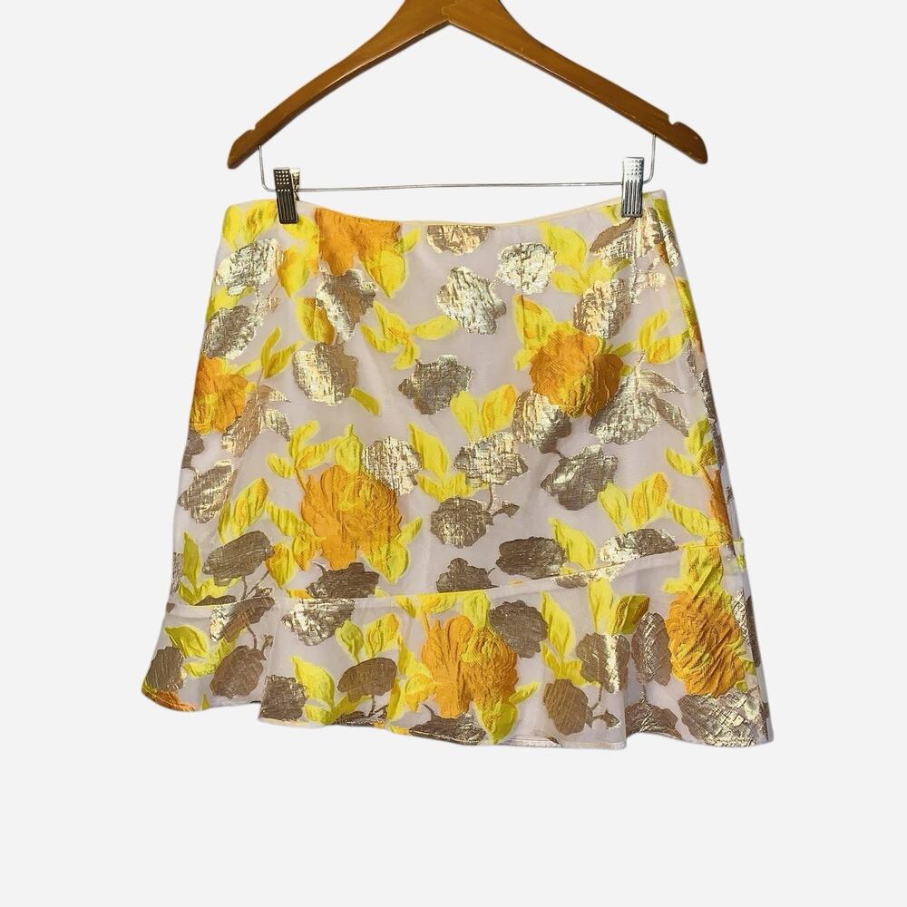 Anthropologie Maeve Faye Flounced Jacquard floral embroidered mini skirt size 10 - Picture 3 of 8